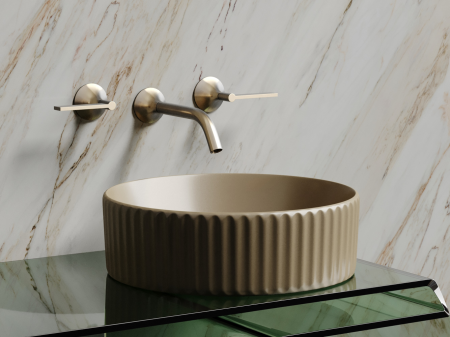 Умывальник чаша накладная круглая (цвет Капучино Матовый) Элемент (Element) 360x360x115мм, артикул CN6057MC