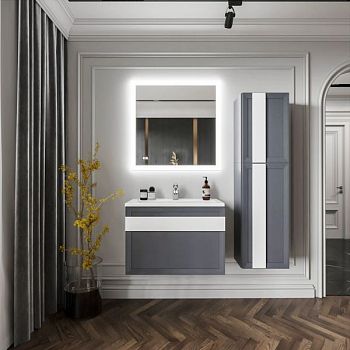 Комплект мебели для ванной Бриклаер БЕРЛИН 80SB, оникс серый