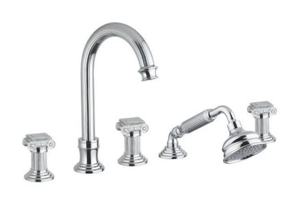 Смеситель на борт ванны с выдвижным душем и переключателем CEZARES OLIMP-BVD, артикул OLIMP-BVD-01-O