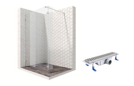 Душевая перегородка Ambassador Walk-in 15031106-ST2, свободный вход, линейный трап,100х25 Душевая перегородка Ambassador Walk-in 15031106-ST2, свободный вход, линейный трап,100х25