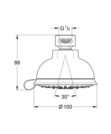 Верхний душ GROHE Tempesta New Rustic IV, 9,5 л/мин, хром (27610001), артикул 27610001
