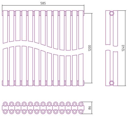 Отопительный радиатор ЭСТЕТ-00 н/ж 1200х585 / 13 сек (Матовый БЕЛЫЙ), артикул 30-0332-1213