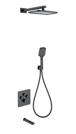 Душевая система с термостатом встраиваемая WONZON & WOGHAND, Черный матовый (WW-B4005-MB)