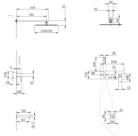 Душевая система ABBER Daheim AF8217 скрытого монтажа с изливом, хром, артикул AF8217