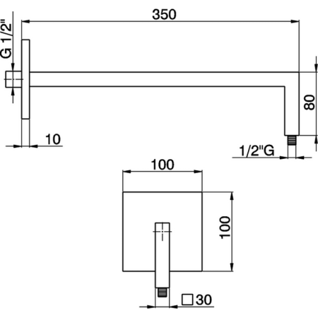 CISAL Zen Shower Держатель верхнего душа настенный L350 мм, цвет нержавеющая сталь, артикул DS013430D1