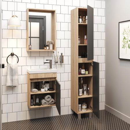 Тумба Onika Милтон 45 подвесная, серая/дуб сонома (ум.Фостер 45)