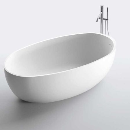 NOORTH milldue edition Ванна OVAL 1690х800х500 мм., отдельностоящая, в комплекте с сифоном, CRISTALPLANT, фурнитура хром, цвет белый матовый, артикул 9681.J10