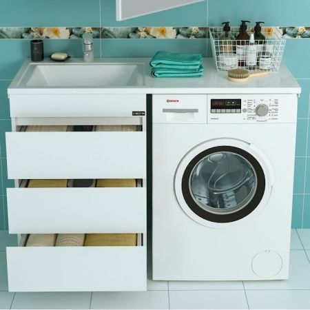 Тумба с раковиной СанТа Марс 120 L 700220+900104 Белая, артикул 700220