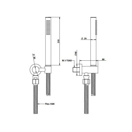 Bongio  Душевой гарнитур стойка,  шланг,ручная лейка, цвет золото, артикул 00830OR00