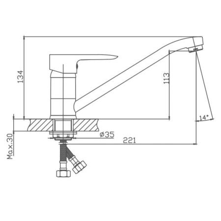Смеситель для кухни Cron CN72095, хром