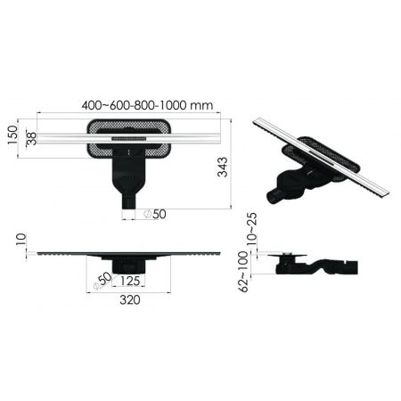 Желоб BERGES водосток SIMPEL 1000, золото глянец, S-сифон D50 H60 боковой, артикул 092113
