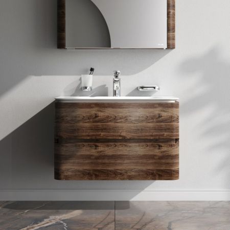 M30FHX0802NF Sensation, База под раковину, подвесная, 80 см, ящики, орех, текстурированная, шт, артикул M30FHX0802NF