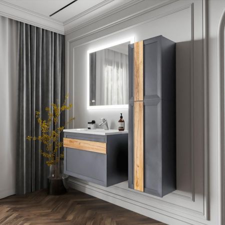 Комплект мебели для ванной Бриклаер БЕРЛИН 80SD, оникс серый, артикул БЕРЛИН 80SD