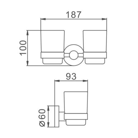 Стакан для ванной комнаты двойной Haiba HB8308, сталь