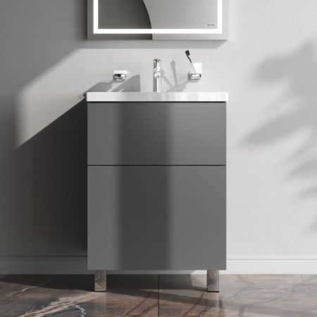 M90FSX06022GM32 GEM, База под раковину, напольная, 60 см, 2 ящика push-to-open, графит матовый, артикул M90FSX06022GM32