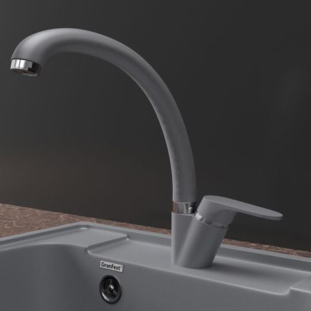 Смеситель для кухни GranFest Z-3323, темно-серый, артикул Z-3323 темно-серый