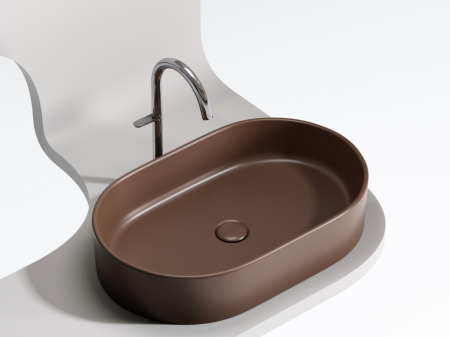 Умывальник чаша накладная овальная (цвет Темно-Коричневый Матовый) 608x385x122мм, артикул CN6048MDB