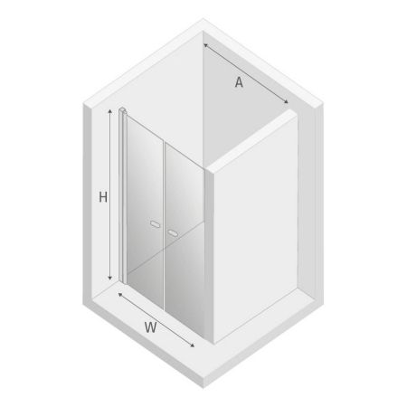 Дверь в нишу NEW TRENDY NEW SOLEO двойные двери 130x195 D-0168A (хром), артикул D-0168A