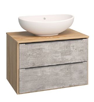 Тумба Runo Мальта 70 подвесная серый дуб под накладной умывальник Moduo Square 50/Moduo Leaf 55 (00-00001098)