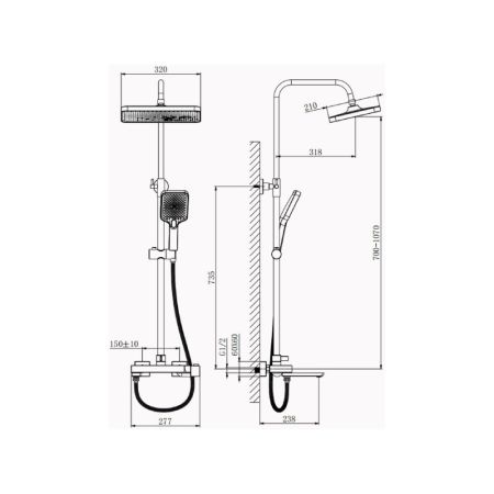 Душевая система BELZ B24672-3, оружейная сталь