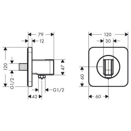 AX ShowerSelect Вывод воды с клапаном и держателем ручного душа, ½’, цвет: хром