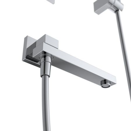 DUE Душевой комплект встраиваемый с изливом (смеситель встраиваемый, верхний душ, ручной душ со шлангом, штуцер с держателем), хром DUE-VDSET-CRM, артикул DUE-VDSET-CRM