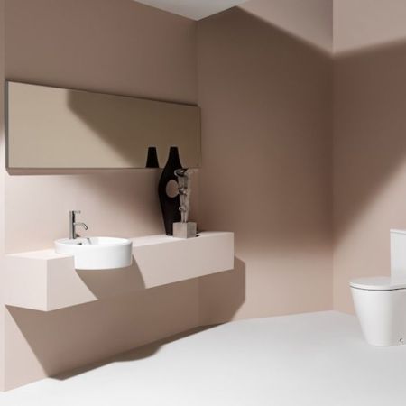 Laufen Living City Раковина 460х460х140мм с 1 отв. под смеситель, полувстраив., цвет: белый, артикул 8.1343.1.000.104.1 с черной точкой