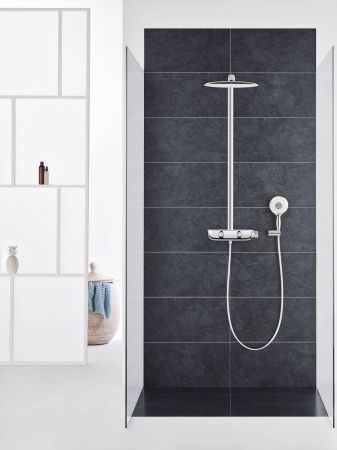 Душевая система GROHE Rainshower SmartControl 360 MONO с термостатическим смесителем, настенный монтаж, белая луна (26361LS0), артикул 26361LS0