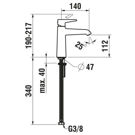 Laufen VAL Смеситель для раковины, излив 140 мм, Eco+, без донного клапана, хром, артикул HF901704100000