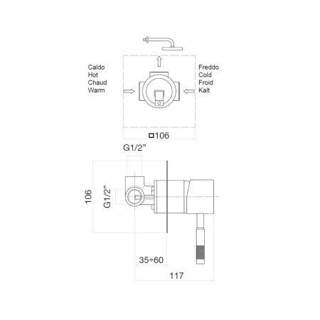 Смеситель для душа встраиваемый Webert Rimini RI880101010, золото