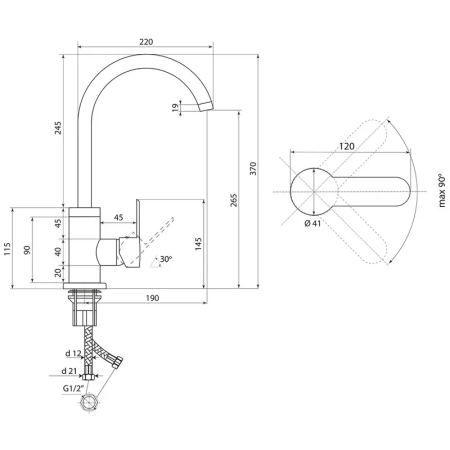 Смеситель для кухни Славен СЛ-ОД-Ф22, хром