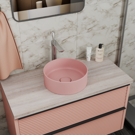 Раковина накладная D&K Matrix розовый матовый 355*355*120мм (DT1391504), артикул DT1391504