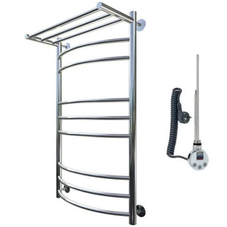 Электрический полотенцесушитель Тругор Приоритет 3 элТЭН 100x60 с полкой Хром, артикул Приоритет3/элТЭН10060П