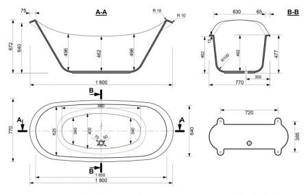 Ванна из искусственного камня Эстет Скарлетт 180x77 Белая, артикул ФР-00001245