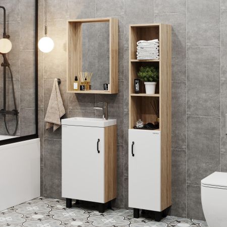 Тумба Onika Тимбер 45 напольная, белая мат./дуб сонома (ум. Фостер 45), артикул 104508