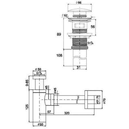 Сифон золото (БЕЗ КЛИК-КЛАКА), артикул 608-2
