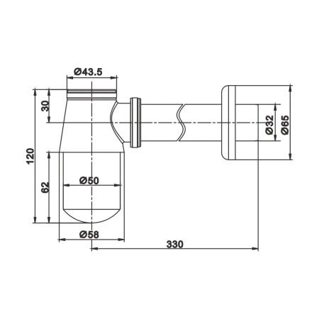 Сифон для раковины Rose RS21, хром