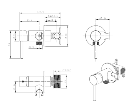 Гигиенический душ со смесителем Bronze de Luxe SCANDI 701/1BR, бронза, артикул 701/1BR