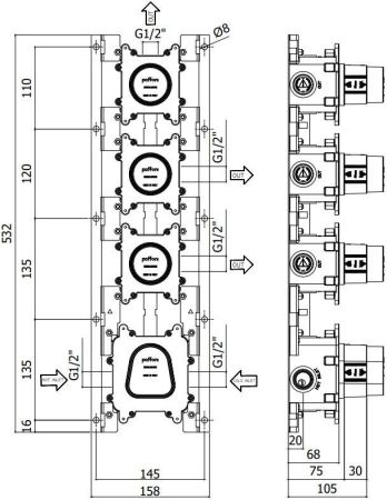 Скрытая монтажная часть для смесителя Paffoni Modular Box MDBOX019, артикул MDBOX019
