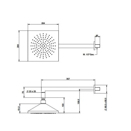 Bongio Stelth Душевая головка, цвет золото, артикул 01881OR00