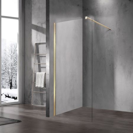 Душевые перегородки Vincea Душевая перегородка Walk-In VSW-1H700CLG, 700*2000, матовый золотой, стекло прозрачное, , шт, артикул VSW-1H700CLG