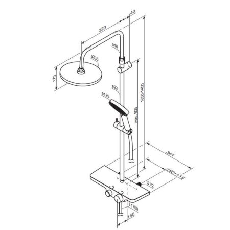 947730000 Apollo душевая система с ванно-душевым смесителем-полкой, хром