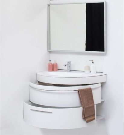 Тумба с раковиной De Aqua Эскалада 100 L белый, подвесная с ручкой