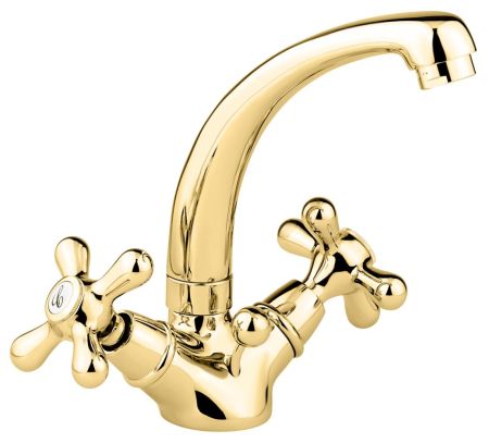 Смеситель Deco Classic 12913 с донным клапаном для раковины, цвет золото, артикул 12913OR