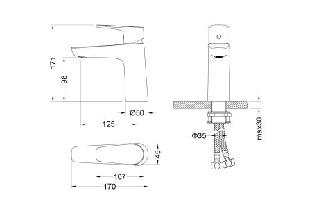 Смеситель для раковины 98, без донного клапана AQUATEK AQ1110CR БЕТТА, артикул AQ1110CR
