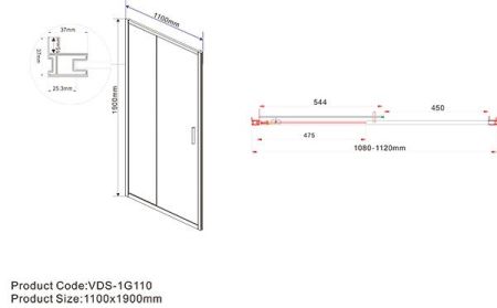 Душевые двери Vincea Душевая дверь Garda VDS-1G110CH, 1100, хром, стекло шиншилла,, артикул VDS-1G110CH