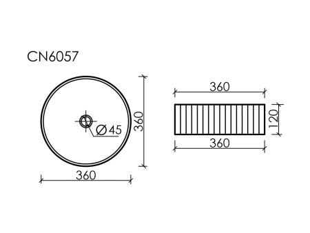 Умывальник чаша накладная круглая Элемент (Element) 360x360x115мм, артикул CN6057