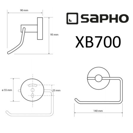 Держатель X-ROUND BLACK туалетной бумаги, черный, Sapho, артикул XB700