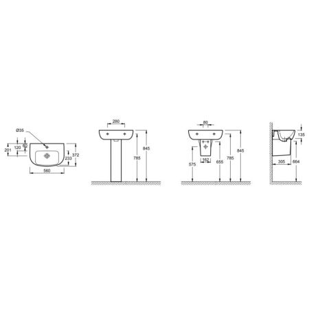 E4755G-00 раковина ODEON UP /56x37/ (бел)
