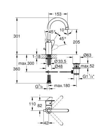 Смеситель для раковины Vigour by GROHE с высоким изливом и донным клапаном, хром (75140526) Смеситель для раковины Vigour by GROHE с высоким изливом и донным клапаном, хром (75140526)